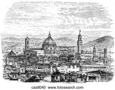 Florence, Italy View Large Illustration Clipart - Florence, Italy. Fotosearch