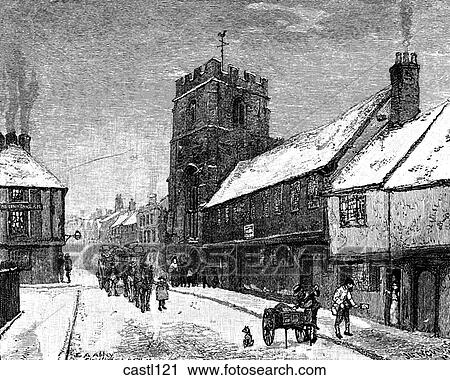 Clip Art - Guild Chapel and Grammar School, Stratford, England. Fotosearch