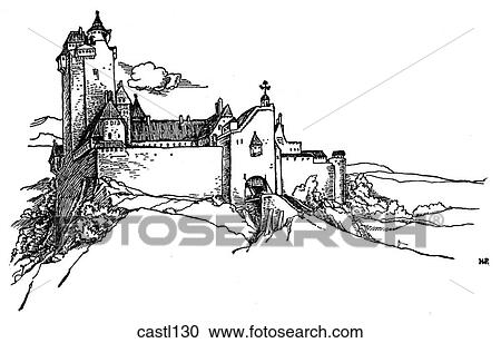 Hilltop Castle. Illustration by Howard Pyle View Large Illustration Clipart - Hilltop Castle. Illustration by Howard Pyle. Fotosearch