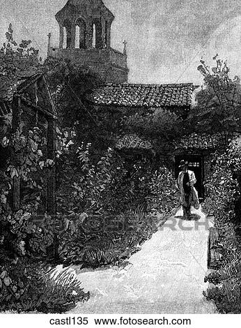In the Mission Garden, San Juan Batista, Spanish California, early 1800s View Large Illustration Stock Illustration - In the Mission Garden, San Juan Batista, Spanish California, early 1800s. Fotosearch