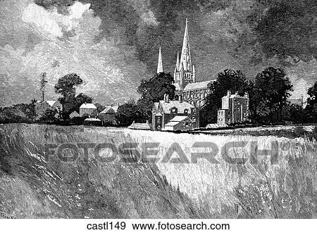 Lichfield Cathedral, England, by moonlight View Large Illustration Stock Illustration - Lichfield Cathedral, England, by moonlight. Fotosearch