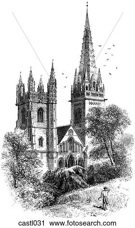 Clip Art - Llandaff Cathedral, Wales, from the Northeast. Fotosearch