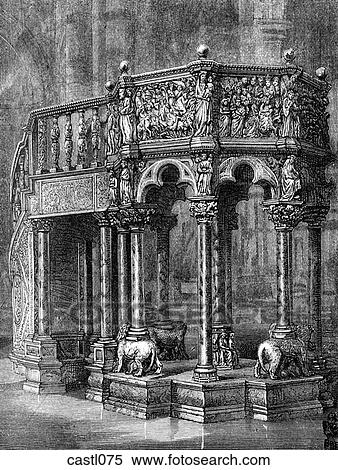 Marble Pulpit, Siena, Italy View Large Illustration Stock Illustration - Marble Pulpit, Siena, Italy. Fotosearch