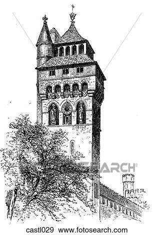 Stock Illustration - New Tower of Cardiff Castle, Wales. Fotosearch