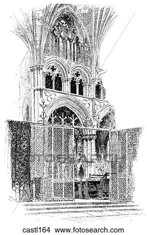 Stock Illustration - One Bay of the Angel Choir, Lincoln Cathedral, England. Fotosearch