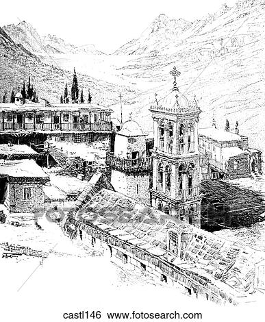 Plain of Assemblage, from the Convent of St. Catherine, Sinai View Large Illustration Stock Illustration - Plain of Assemblage, from the Convent of St. Catherine, Sinai. Fotosearch