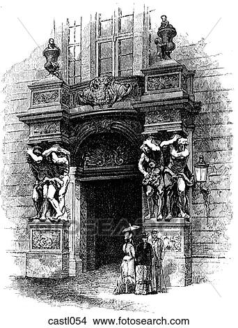 Stock Illustration - Portal of the Palace Court, Prague. Fotosearch