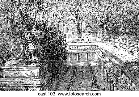 Roman Baths at Nimes, France View Large Illustration Drawing - Roman Baths at Nimes, France. Fotosearch