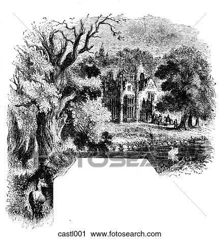 Scottish Manor View Large Illustration Clip Art - Scottish Manor. Fotosearch