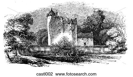 Drawing - Scottish Manor Fortress. Fotosearch