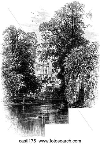 St. John`s, Cambridge, England, from the river View Large Illustration Stock Illustration - St. John`s, Cambridge, England, from the river. Fotosearch