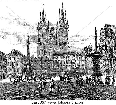 Teynkirche, Prague View Large Illustration Stock Illustration - Teynkirche, Prague. Fotosearch