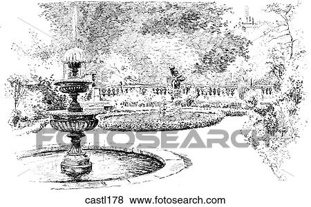 Stock Illustration - The Drapers` Guild Garden, London, England. Fotosearch