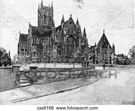 Stock Illustration - The East End and the Chapter House, Lincoln Cathedral, England. Fotosearch