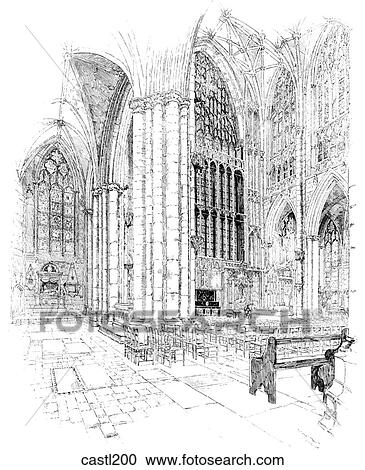 The East End from the North Aisle of the Retro-Choir, York Cathedral, England View Large Illustration Clipart - The East End from the North Aisle of the Retro-Choir, York Cathedral, England. Fotosearch