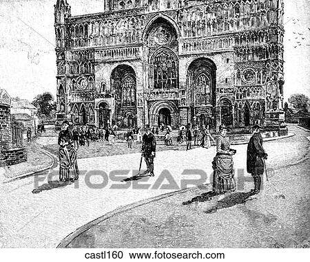 Clipart - The Facade from the Minster Yard, Lincoln Cathedral, England. Fotosearch