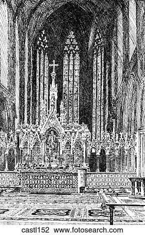 Drawing - The Lady Chapel from the High Altar, Lichfield Cathedral, England. Fotosearch