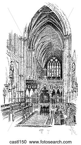 The Nave and West End of Lichfield Cathedral, England, from within the choir View Large Illustration Clipart - The Nave and West End of Lichfield Cathedral, England, from within the choir. Fotosearch