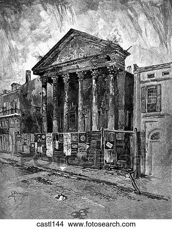 Stock Illustration - The Old Bank on Toulouse Street, New Orleans. Fotosearch