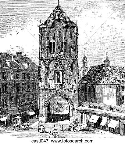 The Pulverthurm, Prague View Large Illustration Stock Illustration - The Pulverthurm, Prague. Fotosearch