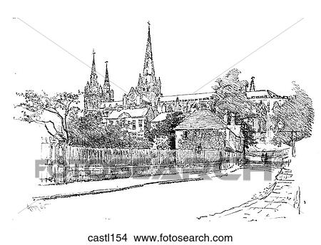 Stock Illustration - The South Side of Lichfield Cathedral, England. Fotosearch