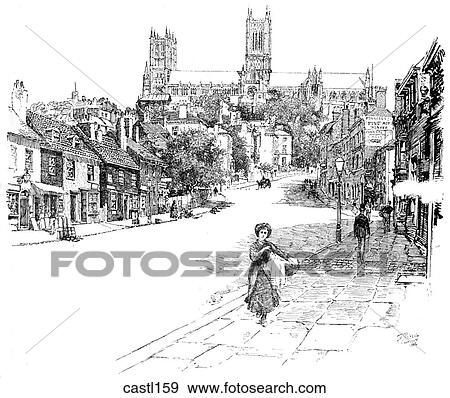 Stock Illustration - The South Side of Lincoln Cathedral, England. Fotosearch