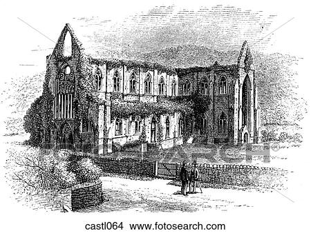 Tintern Abbey, Wales, from the road View Large Illustration Stock Illustration - Tintern Abbey, Wales, from the road. Fotosearch