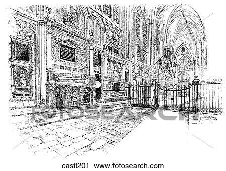 Tombs at the North End of the Presbytery, York Cathedral, England View Large Illustration Clip Art - Tombs at the North End of the Presbytery, York Cathedral, England. Fotosearch
