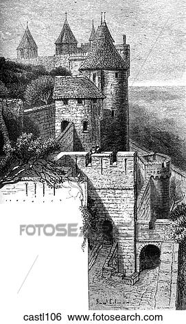 Towers of Visigoth and of the Inquisition, Carcassonne, France View Large Illustration Stock Illustration - Towers of Visigoth and of the Inquisition, Carcassonne, France. Fotosearch