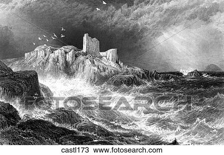Drawing - Turnbury Castle, Ayreshire, Scotland. Fotosearch