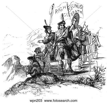 Drawing - 18th Century Highland Scottish Soldiers. Fotosearch