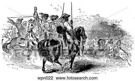 18th Century Soldiers in India View Large Illustration Drawing - 18th Century Soldiers in India. Fotosearch