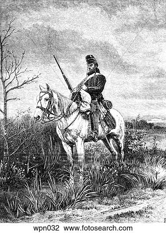 Drawing - A French Dragoon, c. 1870. Fotosearch