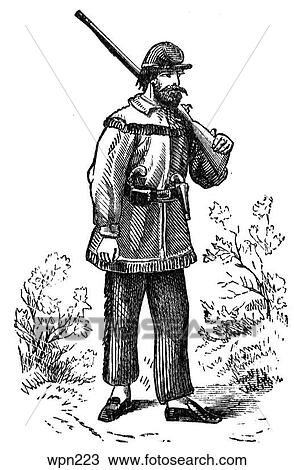 A Soldier in the Kentucky Riflemen, American Civil War View Large Illustration Drawing - A Soldier in the Kentucky Riflemen, American Civil War. Fotosearch