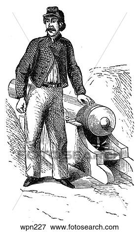 Stock Illustration - A Soldier in the Rhode Island Marine Artillery, American Civil War. Fotosearch