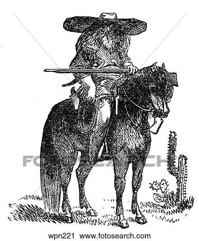 Clip Art - A Soldier in the Texas Rangers, American Civil War. Fotosearch