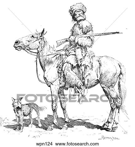An Old Trapper, With Dog and Rifle. Illustration by Frederic Remington View Large Illustration Stock Illustration - An Old Trapper, With Dog and Rifle. Illustration by Frederic Remington. Fotosearch