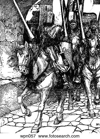 Armored Knights with Lances Ride Through a Village. Illustration by Howard Pyle View Large Illustration Stock Illustration - Armored Knights with Lances Ride Through a Village. Illustration by Howard Pyle. Fotosearch