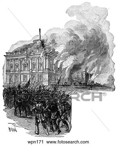 Clip Art - British Troops Burning Washington DC, War of 1812. Fotosearch