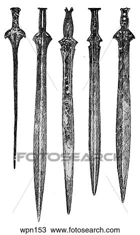 Bronze Swords, Ireland View Large Illustration Drawing - Bronze Swords, Ireland. Fotosearch