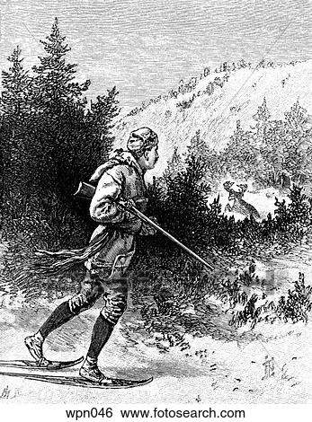 Stock Illustration - Canadian Moose Hunter, c. 1880. Fotosearch