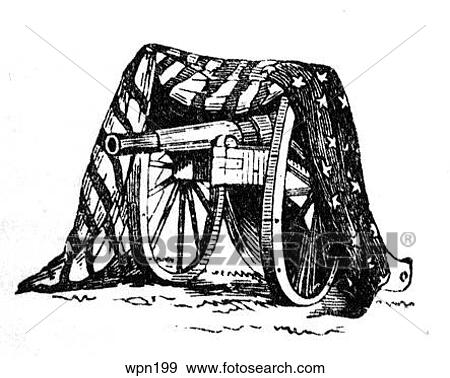 Stock Illustration - Cannon Draped with American Flag. Fotosearch