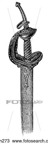 Drawing - Decorated Persian Sword handle. Fotosearch