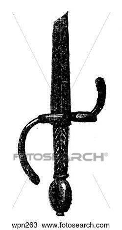 English Musketeer`s Sword handle, Early 17th Century View Large Illustration Drawing - English Musketeer`s Sword handle, Early 17th Century. Fotosearch