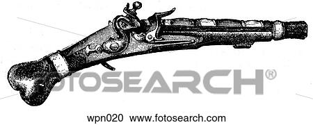 Flintlock Pistol View Large Illustration Clipart - Flintlock Pistol. Fotosearch
