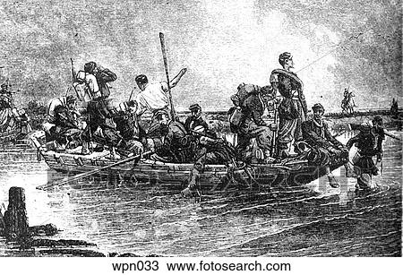 French Soldiers Crossing a River at Night, Franco-Prussian War View Large Illustration Drawing - French Soldiers Crossing a River at Night, Franco-Prussian War. Fotosearch
