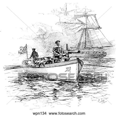 Stock Illustration - Gardner Gun in the Bow of a Launch. Fotosearch