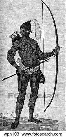 Indian Warrior of Florida in the 16th Century View Large Illustration Drawing - Indian Warrior of Florida in the 16th Century. Fotosearch