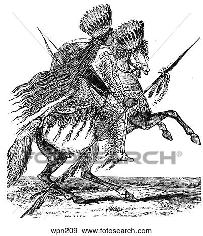 Indian Warrior on a Rearing Horse View Large Illustration Stock Illustration - Indian Warrior on a Rearing Horse. Fotosearch