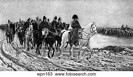 Napoleon`s Retreat from Moscow View Large Illustration Drawing - Napoleon`s Retreat from Moscow. Fotosearch